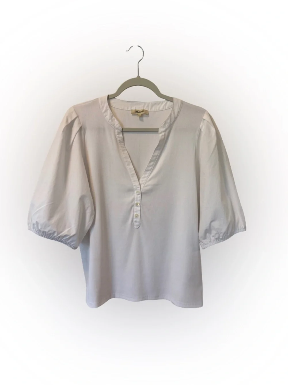 NWOT Madewell Puff-Sleeve Henley Knit Top, Size XXL